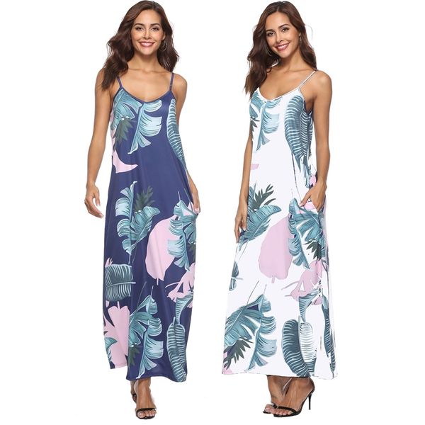 

2020 women's new print suspender loose size dress beach skirt, Black;gray