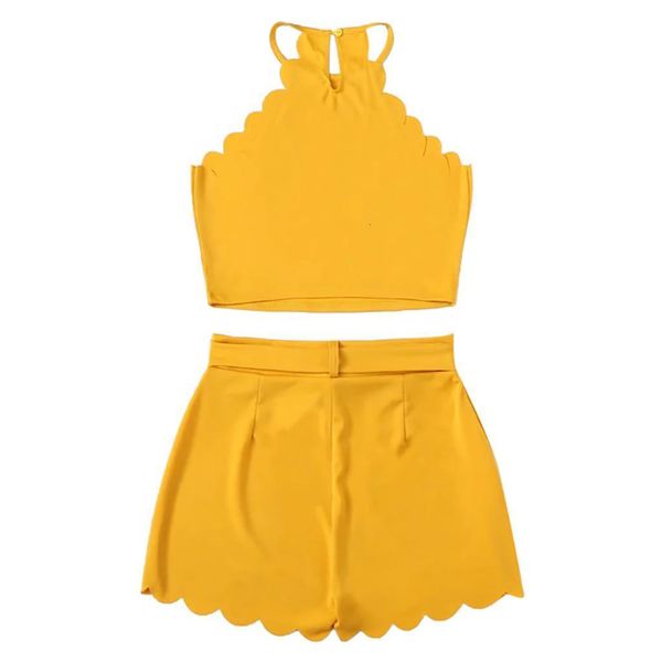 

jaycosin women set clothes summer two piece set halter sleeveless vest and short pants casual fashion matching sets, Gray