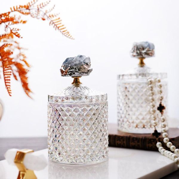 

storage bottles & jars fashion luxury glass jar crystal colorful basket box tea candy container organizador kichen items df50pg