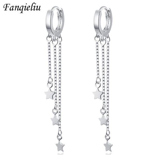 

hoop & huggie fanqieliu 3pcs box chains charms star long earrings 925 sterling silver earring for women casual hoops girl fql20465, Golden;silver