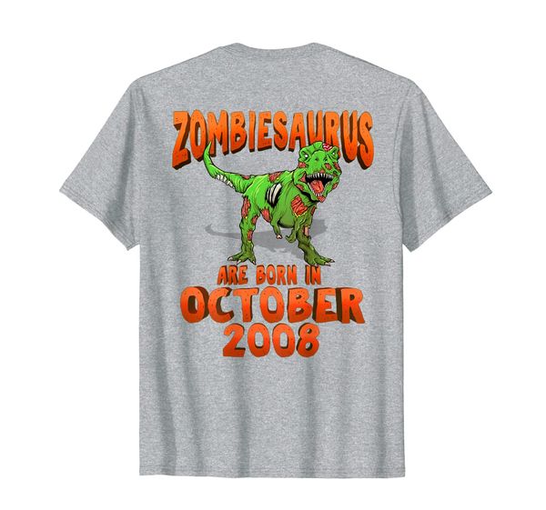 

zombiesaurus are born in october 2008 11th birthday gift kid t-shirt, White;black