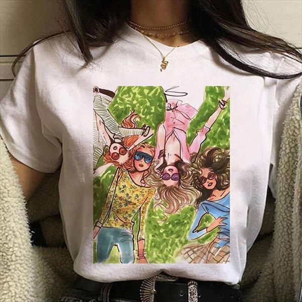 

cool streetwear white rainbow women t shirt animal footprints print harajuku summer tee femme