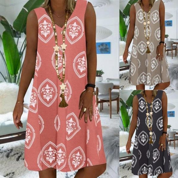 

casual dresses vintage ladies solid color simple dress knee length printing for shopping, Black;gray