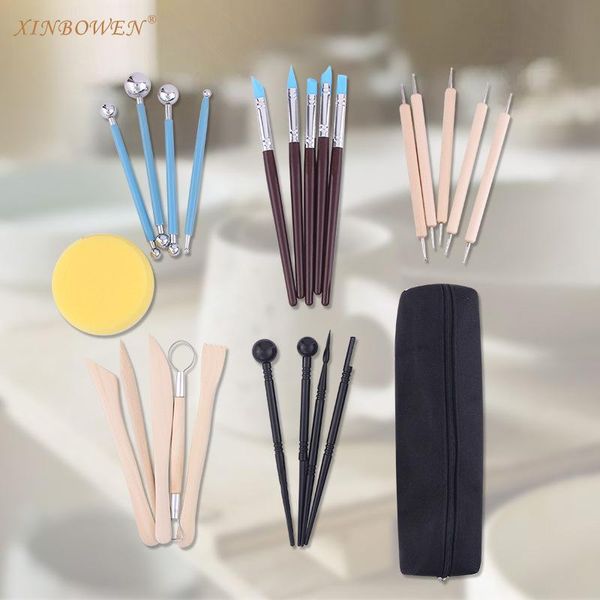 

gift sets indentation pen silicone multi-purpose combination diy clay ceramic tool with cloth bag set