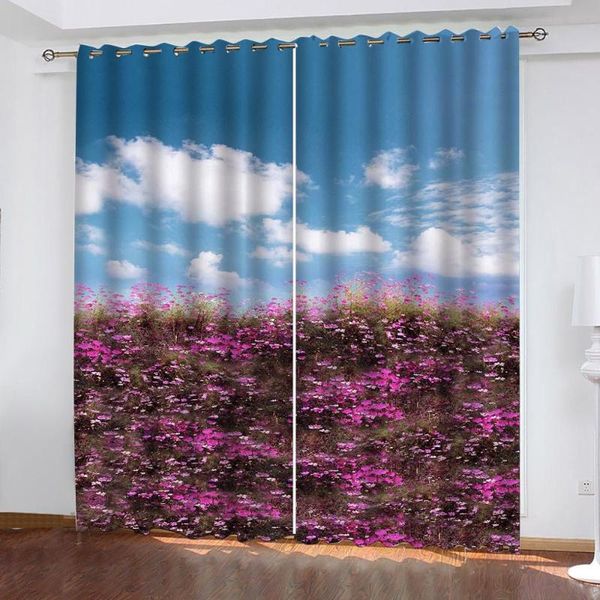

curtain & drapes customized size luxury blackout 3d window curtains for living room purple flower decoration