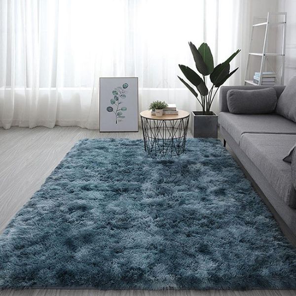 

carpets simple nordic tie-dyed gradient long plush soft modern for bedroom living room environmental non-slip