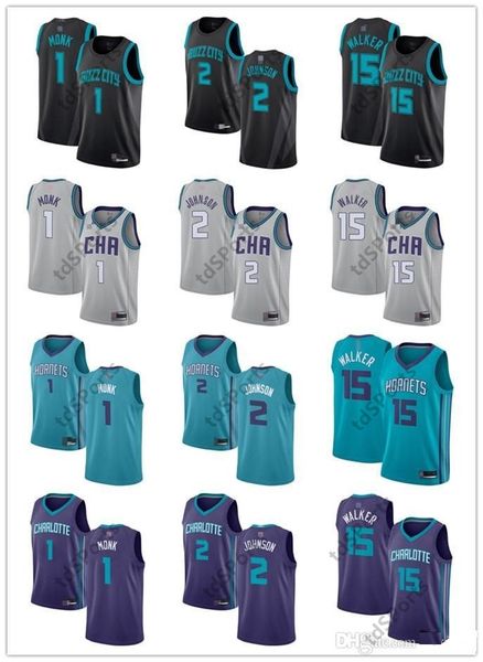 

mens womens youth kemba walker 1 malik monk 2 larry johnson green white purple custom basketball jerseys, Black;red