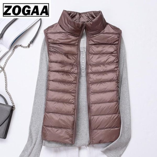 

women's vests zogaa brand woman winter vest cotton sleeveless womens jackets 12 colors ultralight down jacket puffer outwear warm coat, Black;white