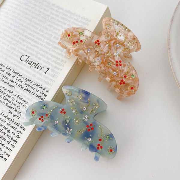 

yamog retro colorful crystal cross hair clamps middle size acetic acid scrunchies claw clips korean women female shower wash ponytail hairpi, Slivery;golden