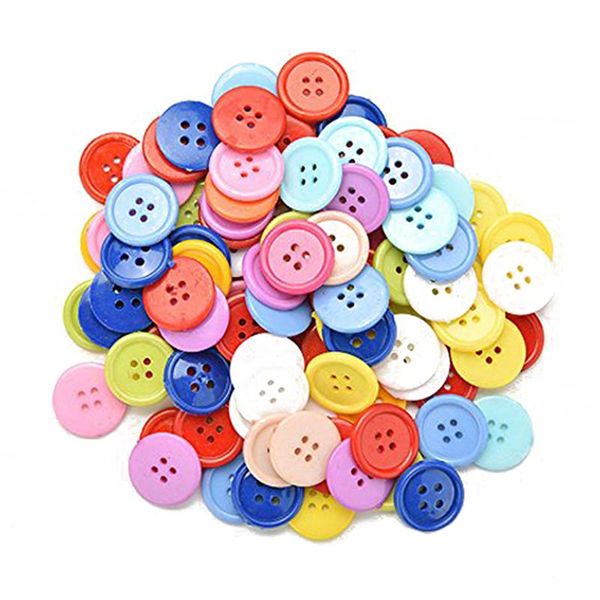 

button -generic diy random color set of 100 sewing buttons craft for kids toys, plastic, color, 13mm, Blike;white