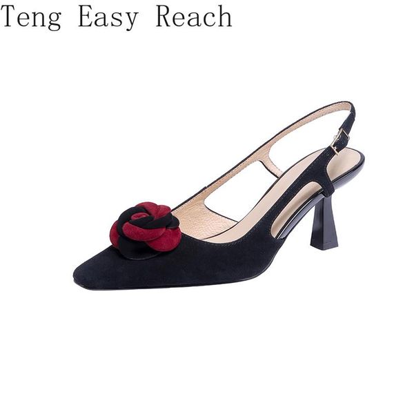 

women high heel sandals real leather band women summer shoes fashion wedding shoes footwear size 34-39, Black