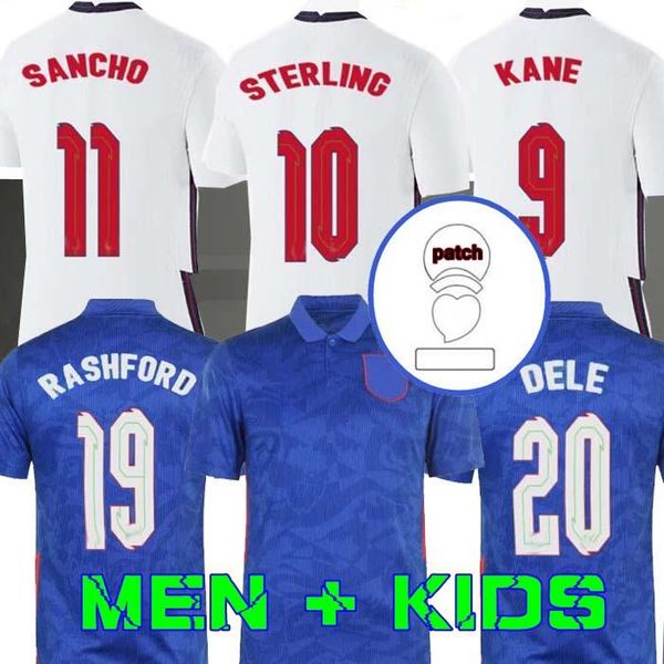 

2021 european cup england soccer jersey 2021 kane sterling vardy rashford dele 20 21 sancho abraham football shirt men + kids kit uniforms, Black