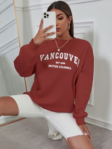 

drop shoulder letter graphic sweatshirt n7lb#, White;black