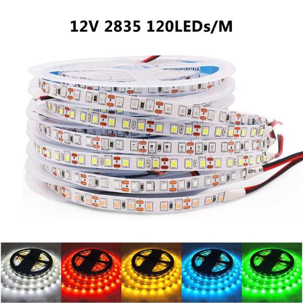 

strips 12v led lights 5m 2835 strip light dc12v rgb tape 60 120 leds flexible ribbon diode more brighter than 3528