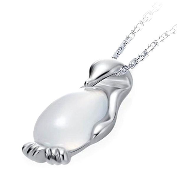 Anhänger Halsketten Zubehör Niedliche Pinguin-Halskette mit weißem Opal für Frauen, Hochzeiten, Schmuck, Geschenke