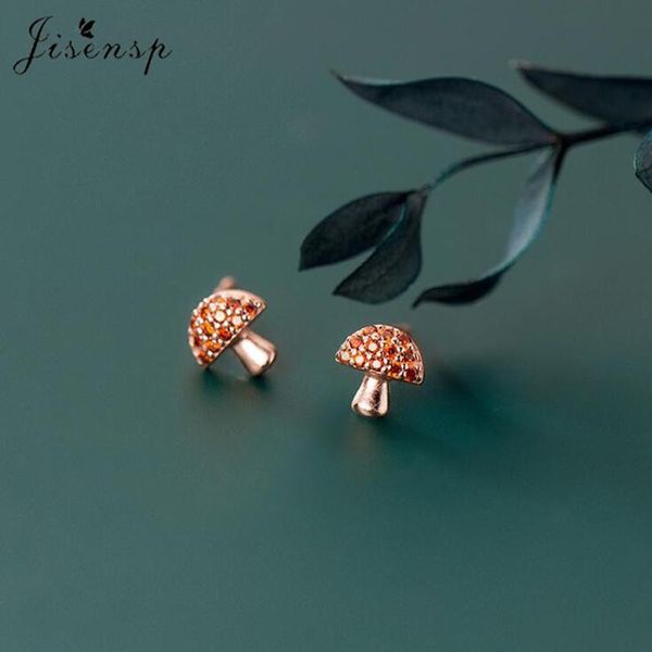 

stud jisensp fashion 925 sterling silevr earrings women sweet simulation mushroom small earring fine jewelry accessories gift, Golden;silver