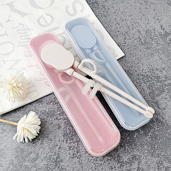 

chopsticks baby orthopedic learning safety wheat straw plastic children's tableware holding kids home gift