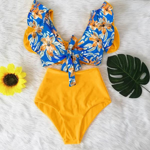 

2021 new high waist bikini swimwear women swimsuit ruffle bikinis set swimming suit bathing suit summer biquini beachwear