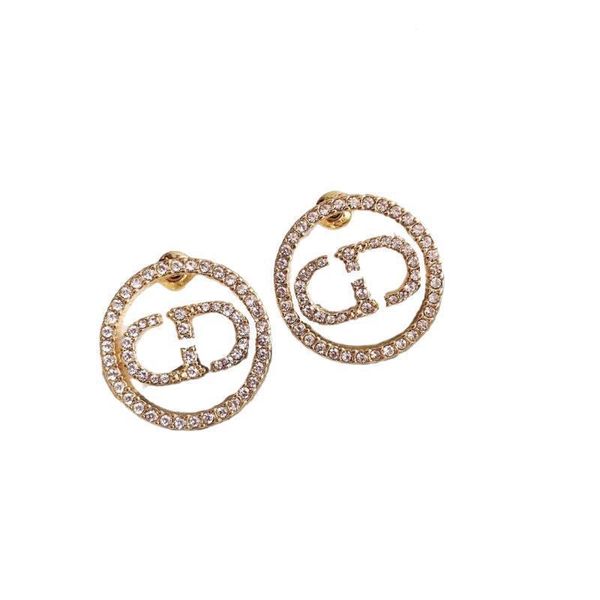 

fine accessories 925 silver needle letter inlaid stone full diamond earrings high version earrings female