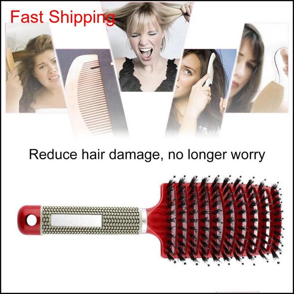 

2018 women hair scalp mas comb bristle & nylon hairbrush wet curly detangle hair brush for salon hairdressi qylkpc bdehair, Silver