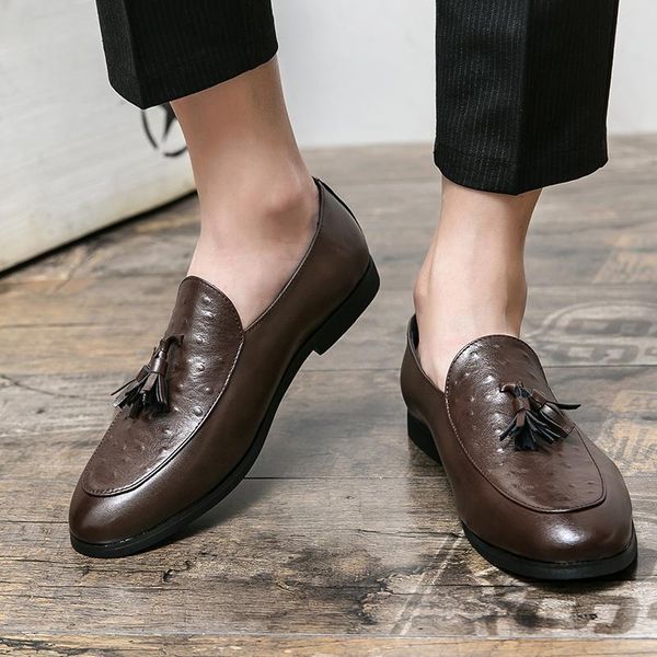 Designer-Herren-Gentleman-Schuhe für alle Jahreszeiten mit Straußenmuster, modischer Charme, Festzug, Hochzeitskleid, Abschlussball, Schuhe, große Größe: US6,5–US13