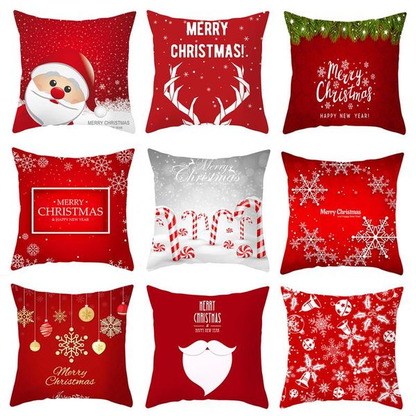 

pillow case red christmas snowflake elk pillowcase santa claus cushion cases cover year xmas 45x45cm covers