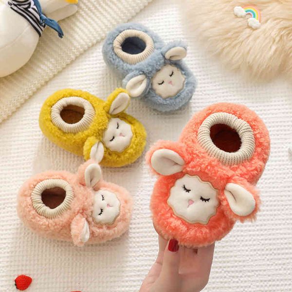 

walker toddler shoes children's cotton slippers boys' winter wrapped heel plush indoor and outdoor non slip warm lovely girls&#039