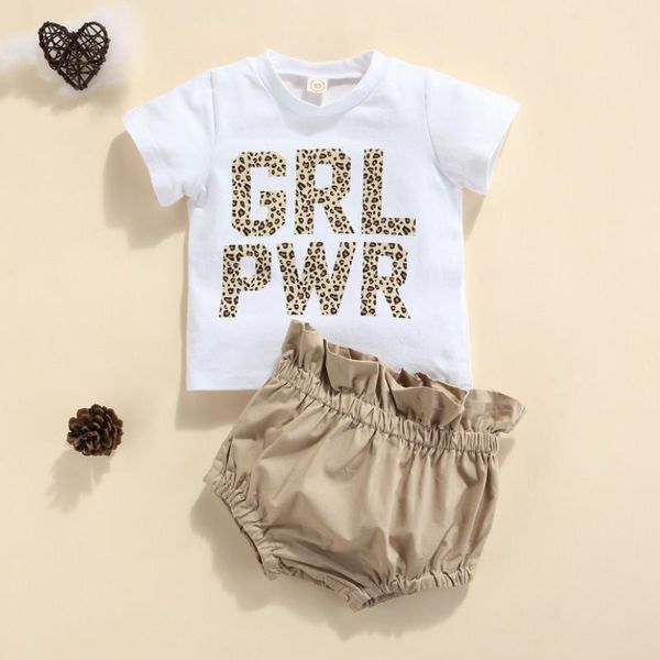 

clothing sets girls casual two-piece clothes set, white round collar printed pattern t-shirt and solid color shorts summer