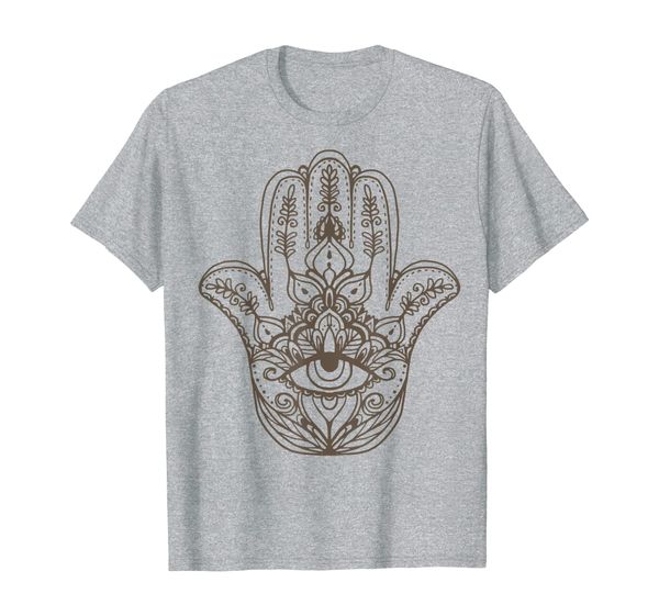 

fantastic mandala hamsa hand art design t-shirt, White;black