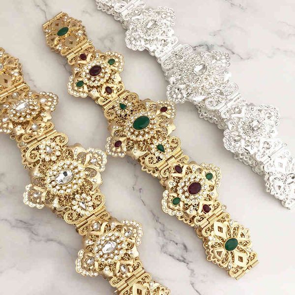 

caftan jewelry algerian wedding moroccan metal belt for woman bridal golden dress waist chain, Silver