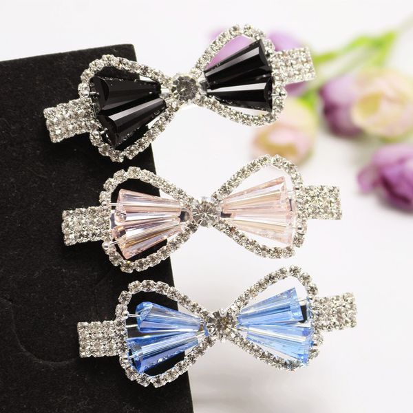 

diamond hairpin bowknot resin headdress bridal headdress clip, Golden;silver