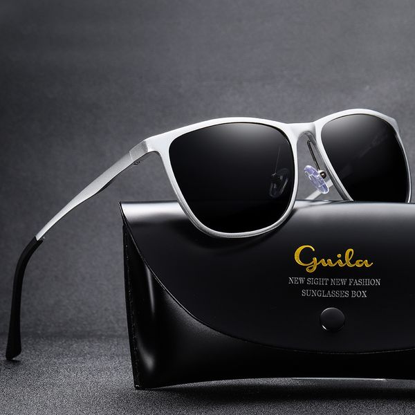 

new fashion box sunglasses aluminum magnesium polarized men's sunglasses women's trend two color glasses 2040 designer glasses, White;black