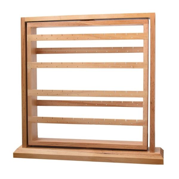 

hooks & rails wood earring stand display rack 6-tier ear stud holder rotating jewelry organize