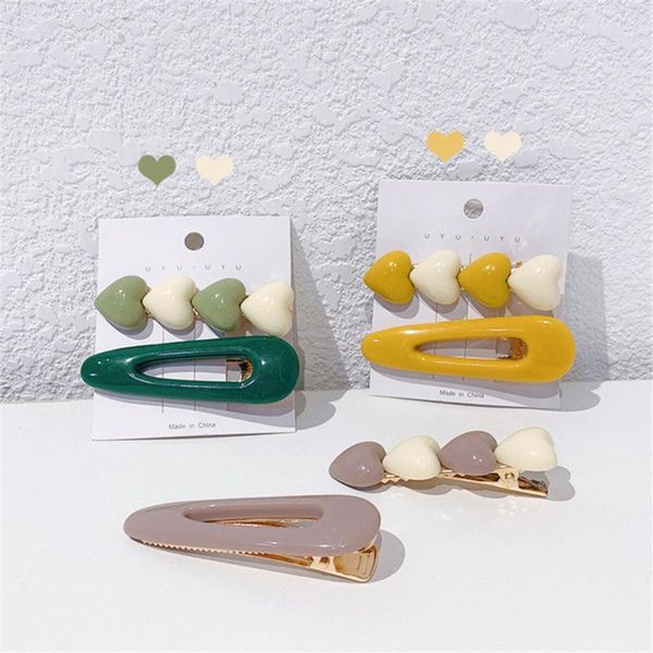 

hair accessories 2 pcs/set women 6 cm clips pins cute heart printed grips snap metal barrettes bow for children girls