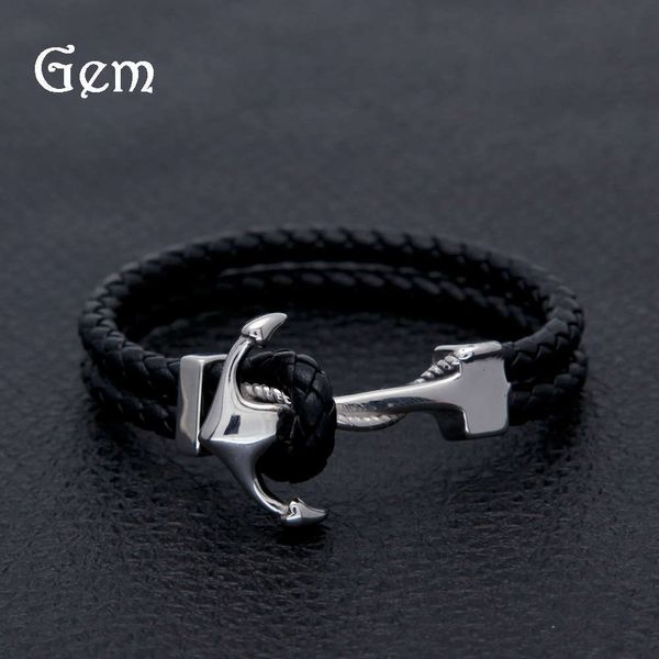

fashion quality sheepskin stainless steel anchor accessories bracelet men's bracelet, Silver