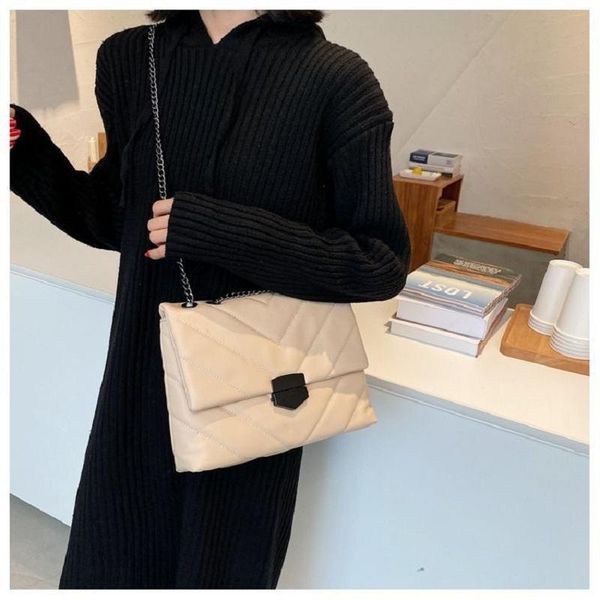 

evening bags casual thread chain crossbody for women fashion simple shoulder bag ladies designer handbags pu leather messenger