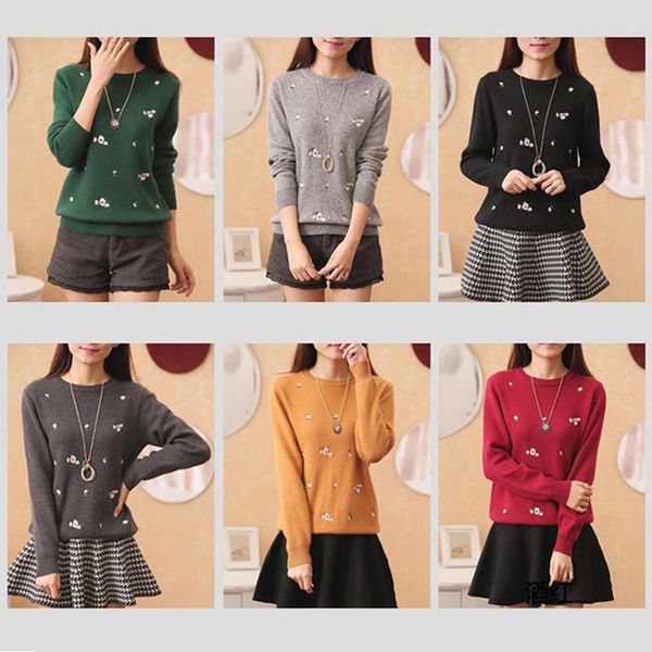 

2021 autumn sweater women embroidery knitted winter women sweater and pullover female tricot jersey jumper pull femme, White;black