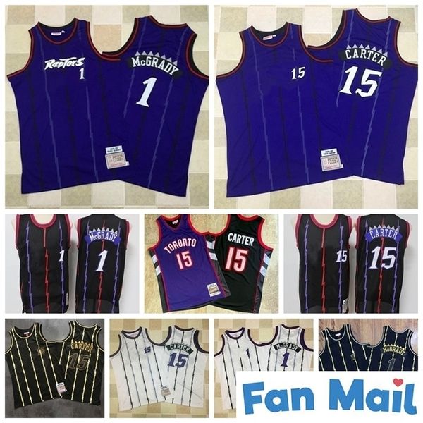 

retro vince 15 carter jersey tracy 1 mcgrady jerseys vintage stitching mitchell & ness college basketball jersey, Black;red