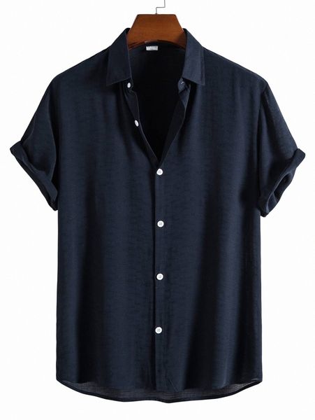 

men solid button through shirt 50xo#, White;black