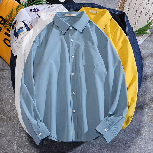 

basic jk uniform white shirt men's autumn long sleeve lovers' wear design, Tan;black