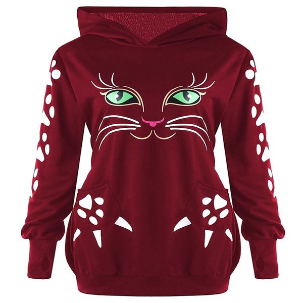 

2021 new christmas print cat women autumn winter sweatshirts black hoodies female streetwear kpop womens clothing gothic tio cozj