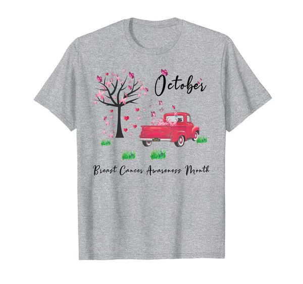 

funny pink truck october breast cancer awareness t-shirt t-shirt, White;black