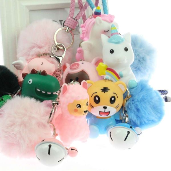 

cartoon pony unicorn couple keychain creative auto parts bell lady bag pendant gift
