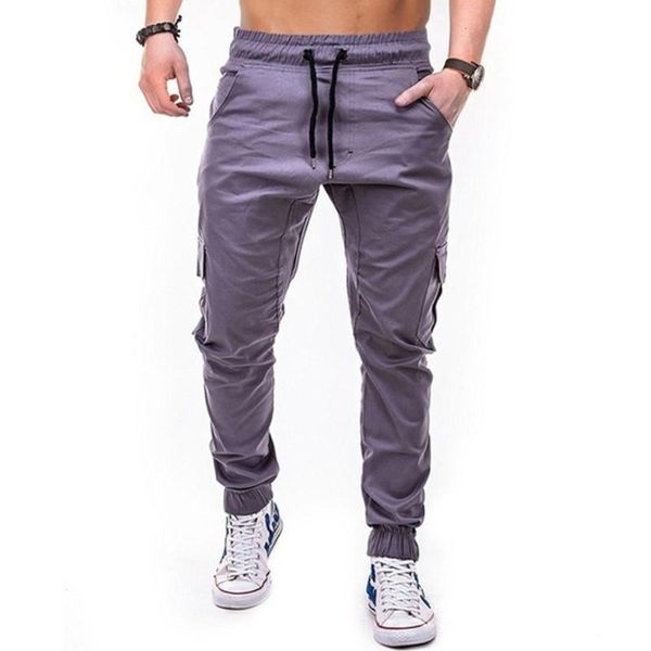 

men's pants 2021 casual tooling multi-pocket trousers weaving men, Black