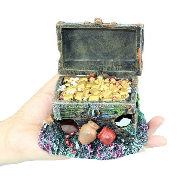 

decorations aquarium accessories decoration pneumatic opening and closing treasure box fish shrimp avoiding house tank resin crafts