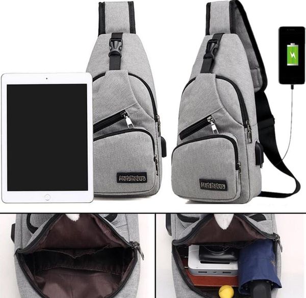 

waist bags male shoulder usb charging crossbody men anti theft chest bag school short trip messengers canvas pack