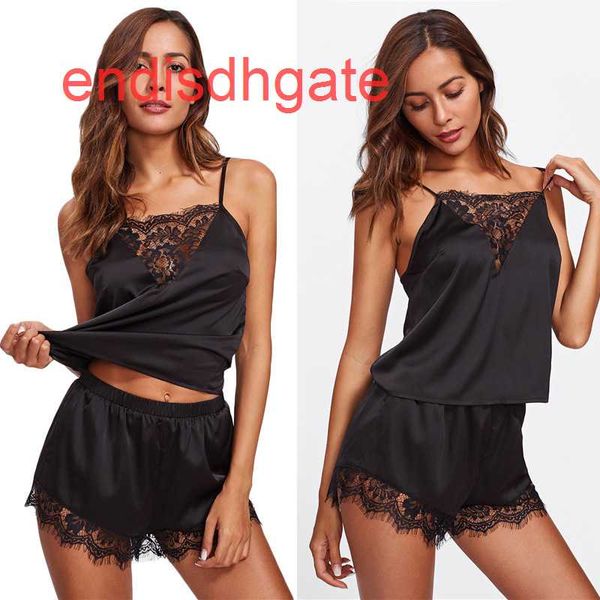 

set home pajamas two piece lace lingerie 866853, Black;white