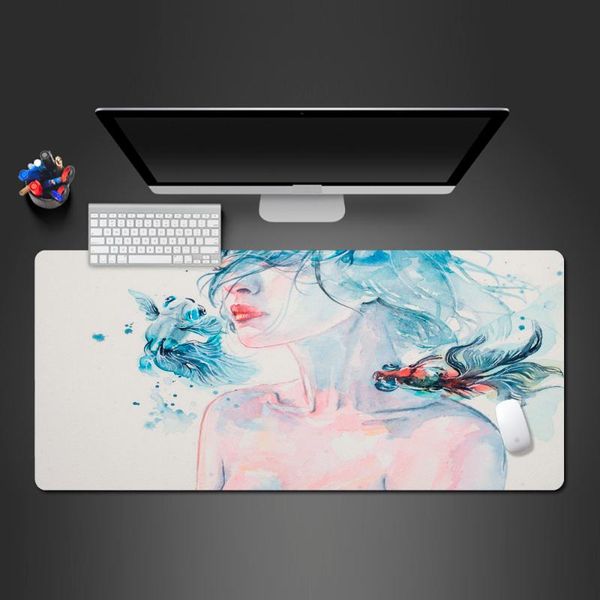 

mouse pads & wrist rests modern abstract watercolor girl pad advanced computer game washable rubber most notebook accessories mats gift