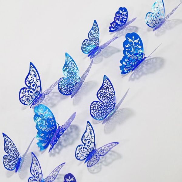 

wall stickers 12pcs 4d royal blue hollow butterfly sticker diy home decoration wedding decors kids room