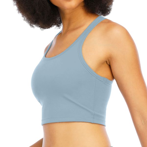 

women's light support seamless sport bra - wireless yoga sleelveless crop, White